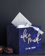  CARD BOXES velvet card boxes Gift Card Box & Cards well wishes Sign Set , Velvet Navy wedding wishing well money gift card box, Personalized Wedding Card Box, Luxury Card Box, Wedding Card Box with Lid, Wedding Money Box, Wedding Card Box8