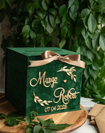  CARD BOXES velvet card boxes Gift Card Box & arch Sign Set , Velvet green wedding wishing well money gift card box, Personalized Wedding Card Box, Greenery Luxury22