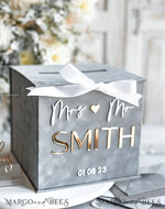  CARD BOXES velvet card boxes Gift Card Box, Velvet Grey wedding wishing well money gift card box, Personalized Wedding Card Box, Luxury Greenery Card Box, Wedding Grey and Gold Card Box with Lid, Wedding Money Box, Grey Green Wedding Card Box10