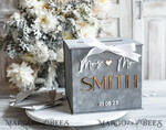  CARD BOXES velvet card boxes Gift Card Box, Velvet Grey wedding wishing well money gift card box, Personalized Wedding Card Box, Luxury Greenery Card Box, Wedding Grey and Gold Card Box with Lid, Wedding Money Box, Grey Green Wedding Card Box10