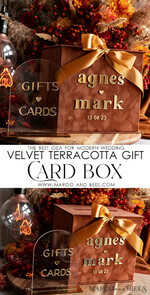  CARD BOXES velvet card boxes Terracotta Fall Card Box and Arch Acrylic Cards & Gifts Clear Sign, Velvet Rust Wedding Card Box with Lid, Burnt Orange Wedding Money Box,  Copper Wedding Card Box cards and gift Arch acrylic sign set31