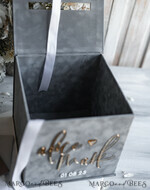  CARD BOXES velvet card boxes Gift Card Box, Velvet Grey wedding wishing well money gift card box, Personalized Wedding Card Box, Luxury Greenery Card Box, Wedding Grey and Gold Card Box with Lid, Wedding Money Box, Grey Green Wedding Card Box12