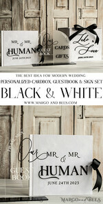  CARD BOXES velvet card boxes Velvet Set Card Box Guestbook & Sign, Wedding Card Box Instant Instax Guestbook, Black & White Wedding Money Box Sing Guestbook Set, BWs28