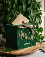  CARD BOXES velvet card boxes Gift Card Box, Velvet Green wedding wishing well money gift card box, Personalized Wedding Card Box, Luxury Greenery Card Box, Wedding Green and Gold Card Box with Lid, Wedding Money Box, Emerald Green Wedding Card Box14