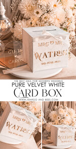  CARD BOXES velvet card boxes Pure White Gift Card Box & Cards Gifts Sign Set, Velvet Classic wedding wishing well money gift card box, Personalized Gold White Wedding Card Box, Luxury Card Box, Wedding Card Box with Lid, Wedding Money Box20