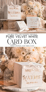  CARD BOXES velvet card boxes Pure White Gift Card Box & Cards Gifts Sign Set, Velvet Classic wedding wishing well money gift card box, Personalized Gold White Wedding Card Box, Luxury Card Box, Wedding Card Box with Lid, Wedding Money Box20