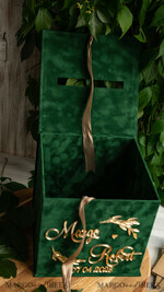  CARD BOXES velvet card boxes Gift Card Box, Velvet Green wedding wishing well money gift card box, Personalized Wedding Card Box, Luxury Greenery Card Box, Wedding Green and Gold Card Box with Lid, Wedding Money Box, Emerald Green Wedding Card Box9
