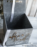  CARD BOXES velvet card boxes  Gift Card Box & Sign Set, Velvet grey wedding wishing well money gift card box, Personalized Wedding Card Box, Grey Luxury Card Box, Wedding Card Box with Lid, Grey Wedding Money Box, Wedding Card Box20