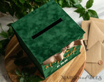  CARD BOXES velvet card boxes Gift Card Box, Velvet Green wedding wishing well money gift card box, Personalized Wedding Card Box, Luxury Greenery Card Box, Wedding Green and Gold Card Box with Lid, Wedding Money Box, Emerald Green Wedding Card Box10