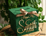  CARD BOXES velvet card boxes Gift Card Box, Velvet Green wedding wishing well money gift card box, Personalized Wedding Card Box, Luxury Greenery Card Box, Wedding Green and Gold Card Box with Lid, Wedding Money Box, Emerald Green Wedding Card Box10