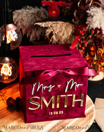  CARD BOXES velvet card boxes burgundy Card Box & arch acrylic sign , Maroon Wedding Card Box with Lid, Marsala Wedding Money Box, Wedding Card Box with slot  cards & gift Arch acrylic sign set33