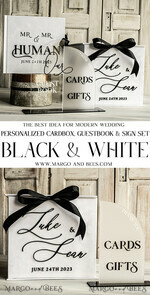  CARD BOXES velvet card boxes Black & White Gift Card Box & Cards Gifts Sign Set, Velvet Classic wedding wishing well money gift card box, Personalized Wedding Card Box14