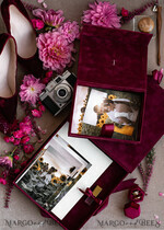 PHOTO ALBUM/ PHOTO BOX  Velvet Photo Box Photographer Box  Memory Bundle Burgundy Velvet Photo Boxes set of 2 , Large  Maroon Photographer Box, Regular Marsala Gold Wedding Memory Box, Gold Mirror Custom Keepsake Box, Photographer Gifts for Clients, Wedding Pictures packaging, Custom photography Copper box29