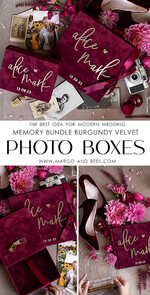 PHOTO ALBUM/ PHOTO BOX  Velvet Photo Box Photographer Box  Memory Bundle Burgundy Velvet Photo Boxes set of 2 , Large  Maroon Photographer Box, Regular Marsala Gold Wedding Memory Box, Gold Mirror Custom Keepsake Box, Photographer Gifts for Clients, Wedding Pictures packaging, Custom photography Copper box29