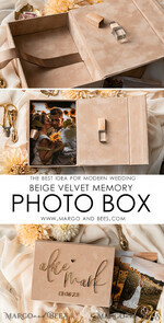PHOTO ALBUM/ PHOTO BOX  Velvet Photo Box Photographer Box  Tan Velvet Photo Box Photographer Box Wedding Memory Box, Beige Custom Keepsake Box, Taupe Photographer Gifts for Clients, Wedding Pictures packaging, Custom photography Nude box34