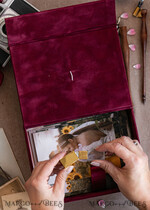 PHOTO ALBUM/ PHOTO BOX  Velvet Photo Box Photographer Box  Burgundy Velvet Photo Box, Maroon Photographer Box, Marsala Gold Wedding Memory Box, Gold Mirror Custom Keepsake Box, Photographer Gifts for Clients, Wedding Pictures packaging, Custom photography Copper box26