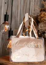 FLOWER GIRL / Page Boy SIGNS acrylic flower girl / page boy signs Personalised Arch acrylic wedding Page Boy sign, Ombre Beige Gold acrylic Page boy sign, painted plexi glass acrylic flower girl sign, flower girl wedding day sign, boho glam arch gold acrylic wedding decor for flower girl, daddy its time to give mummy our last name, arch acrylic here comes the bride21