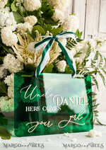 FLOWER GIRL / Page Boy SIGNS acrylic flower girl / page boy signs Personalised Arch acrylic wedding Page Boy sign, Green Gold acrylic Page boy sign, Emerald Green acrylic flower girl sign, flower girl wedding day sign, 10