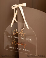FLOWER GIRL / Page Boy SIGNS acrylic flower girl / page boy signs Personalised acrylic wedding sign, clear transparent acrylic Page boy sign, clear transparent acrylic flower girl sign, flower girl wedding day sign, boho glam clear transparent acrylic wedding decor for flower girl, daddy its time to give mummy our last name, arch clear transparent acrylic here comes the bride23