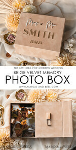 PHOTO ALBUM/ PHOTO BOX  Memory Bundle PhotoBox Gustbooks Vows Beige Velvet Bundle Wedding Keepsake Set- Guestbook & sign, His Hers Wedding Vows, Photobox for pictures30