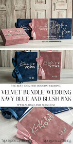 FOTOALBUM/ FOTOBOX Memory Bundle FotoBox Gustbücher Gelübde Marineblaues und Blush-Pink Samt-Bundle Hochzeitsgedächtnis-Set - Gästebuch & Schild, Seine und Ihre Hochzeitsgelübde, Fotobox für Bilder19