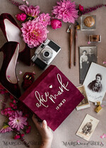 PHOTO ALBUM/ PHOTO BOX  Memory Bundle PhotoBox Gustbooks Vows Maroon Velvet Bundle Wedding Keepsake Set- Burgundy Velvet Guestbook & sign, Fall Masrala Golden Photobox for pictures30