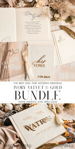 HOCHZEITS-GÄSTEBÜCHER Bundle Gustbooks & Vows Set Elfenbein Golden Bundle Personalisierte Hochzeitsgästebuch & Maßgeschneiderte Hochzeitsgelübde Set von zwei - Bundle Gästebuch und Gelübde Bücher19