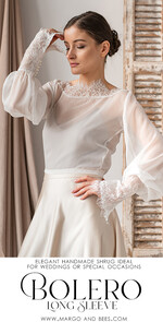 BRIDE bolero, robes, garter LACE WEDDING BOLERO Ivory Silk and Lace Wedding bolero long sleeve, Shrug Women Wedding, Bridal Backless Coverup, Ivory Blouse for Bride, Bridal Lace Blouse, dress capalet22