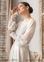 BRIDE bolero, robes, garter LACE WEDDING BOLERO Ivory Silk and Lace Wedding bolero long sleeve, Shrug Women Wedding, Bridal Backless Coverup, Ivory Blouse for Bride, Bridal Lace Blouse, dress capalet22