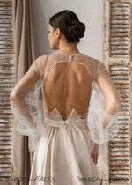 BRIDE bolero, robes, garter LACE WEDDING BOLERO Ivory tulle Wedding bolero puff sleeve, Shrug Women Wedding, Bridal Backless Coverup, Ivory Blouse for Bride, Bridal Tulle Blouse, dress capalet13