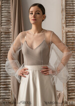 BRIDE bolero, robes, garter LACE WEDDING BOLERO Ivory tulle Wedding bolero puff sleeve, Shrug Women Wedding, Bridal Backless Coverup, Ivory Blouse for Bride, Bridal Tulle Blouse, dress capalet13