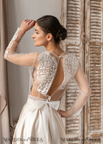 BRIDE bolero, robes, garter LACE WEDDING BOLERO Ivory Lace Wedding bolero long sleeve, Shrug Women Wedding, Bridal Backless Coverup, Nude Blouse for Bride, Wedding Dress Topper13