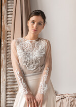 BRIDE bolero, robes, garter LACE WEDDING BOLERO Ivory Lace Wedding bolero long sleeve, Shrug Women Wedding, Bridal Backless Coverup, Nude Blouse for Bride, Wedding Dress Topper13