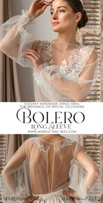 BRIDE bolero, robes, garter LACE WEDDING BOLERO Ivory Lace Wedding bolero puff sleeve, Shrug Women Wedding, Bridal Backless Coverup, Ivory Blouse for Bride, Bridal Lace Blouse, dress capalet14