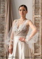 BRIDE bolero, robes, garter LACE WEDDING BOLERO Ivory Lace Wedding bolero puff sleeve, Shrug Women Wedding, Bridal Backless Coverup, Ivory Blouse for Bride, Bridal Lace Blouse, dress capalet14