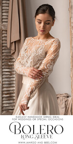 BRIDE bolero, robes, garter LACE WEDDING BOLERO Ivory Lace Wedding bolero puff sleeve, Shrug Women Wedding, Bridal Backless Coverup, Ivory Blouse for Bride, Bridal Lace Blouse, dress capalet8