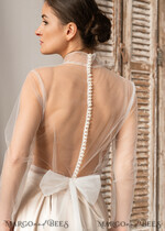 BRAUT Bolero, Kleider, Strumpfband SPITZEN HOCHZEITSBOLERO Elfenbein Tüll Hochzeitsbolero mit langen Ärmeln und Schleifen-Schal, Hochzeitskleid Topper, Braut-Überwurf, Netz-Bluse für die Braut, Braut-Tüll-Bluse, Kleid-Capellet.10