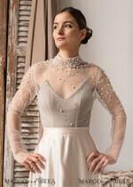 BRIDE bolero, robes, garter LACE WEDDING BOLERO Ivory tulle Wedding bolero long sleeve, Shrug Women Wedding, Bridal Coverup, Ivory Blouse for Bride, Bridal Tulle Blouse, dress capalet13