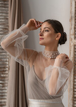 BRIDE bolero, robes, garter LACE WEDDING BOLERO Ivory tulle Wedding bolero puff sleeve, Shrug Women Wedding, Bridal Coverup, Ivory Blouse for Bride, Bridal Tulle Blouse, dress capalet13