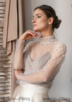 BRIDE bolero, robes, garter LACE WEDDING BOLERO Ivory tulle Wedding bolero long sleevewith bow , Shrug Women Wedding, Bridal Coverup, white Blouse for Bride, Bridal Tulle Blouse, dress capalet18