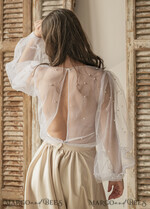 BRIDE bolero, robes, garter LACE WEDDING BOLERO Ivory tulle Beaded Wedding bolero long sleeve, Shrug Women Wedding, Bridal Coverup with pearls , Ivory Blouse for Bride, Bridal Tulle Blouse, dress capalet17