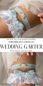 BRIDE bolero, robes, garter GARTER FOR BRIDE Set of Two gartes, personalised wedding garter in box, something blue Lace garter & personalised toss set, garter for bride, bridal shower gift for bride, Lace garter set, gift for bride, toss garter8