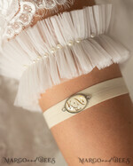 BRIDE bolero, robes, garter GARTER FOR BRIDE Set of Two gartes, personalised wedding garter in box, something blue tulle lace garter & personalised toss set, garter for bride, bridal shower gift for bride, ivory tulle garter set, gift for bride, toss garter9
