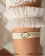 BRIDE bolero, robes, garter GARTER FOR BRIDE Set of Two gartes, personalised wedding garter in box, something blue tulle lace garter & personalised toss set, garter for bride, bridal shower gift for bride, ivory tulle garter set, gift for bride, toss garter9