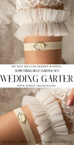 BRIDE bolero, robes, garter GARTER FOR BRIDE Set of Two gartes, personalised wedding garter in box, something blue tulle lace garter & personalised toss set, garter for bride, bridal shower gift for bride, ivory tulle garter set, gift for bride, toss garter9