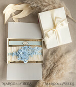 BRAUT Bolero, Kleider, Strumpfband STRUMPFBAND FÜR DIE BRAUT Set aus zwei Strumpfbändern, personalisiertes Hochzeitsstrumpfband in Box, etwas Blau Tüllstrumpfband & personalisiertes Wurfset, Strumpfband für die Braut, Geschenk zur Brautparty, Tüllstrumpfband-Set, Geschenk für die Braut, Wurfstrumpfband.6