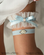 BRAUT Bolero, Kleider, Strumpfband STRUMPFBAND FÜR DIE BRAUT Set aus zwei Gürteln, personalisierter Hochzeitsgürtel in Box, etwas blaues Tüll-Gürtel & personalisiertes Wurfset, Gürtel für die Braut, Geschenk zur Brautparty, Tüll-Gürtel-Set, Geschenk für die Braut, Wurf-Gürtel.12