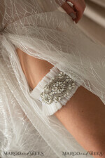 BRIDE bolero, robes, garter GARTER FOR BRIDE wedding garter set in box,  tulle & crystals garter set, garter for bride, bridal shower gift for bride, ivory tulle garter set, gift for bride6