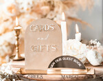 TABLE DECOR SIGNS Guestbook & Cards Gifts Signs Golden Acrylic gifts & cards signs with stand, Beige Velvet and gold guestbook Sign, Golden Plexi gifts & cards signs, Luxury Wedding guestbook Decor Centerpieces7