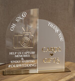 TABLE DECOR SIGNS Guestbook & Cards Gifts Signs Acrylic Arch Oh Snap & cards and gifts sign Combo, Clear gold Mirror  Wedding hashtag and Thank you Sign Bulk, Gold Plexi card box sign and Tag Us In That Set,  Wedding Table Decor Signage13